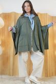 Oversized Sweatshirt Zip Cape Khaki /8=
